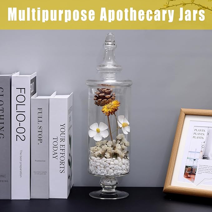 Apothecary Jars Glass Decorative Candy Jars,Candy Buffet Display, Elegant Storage Jar, Decorative Wedding Candy Organizer Canisters with Lids