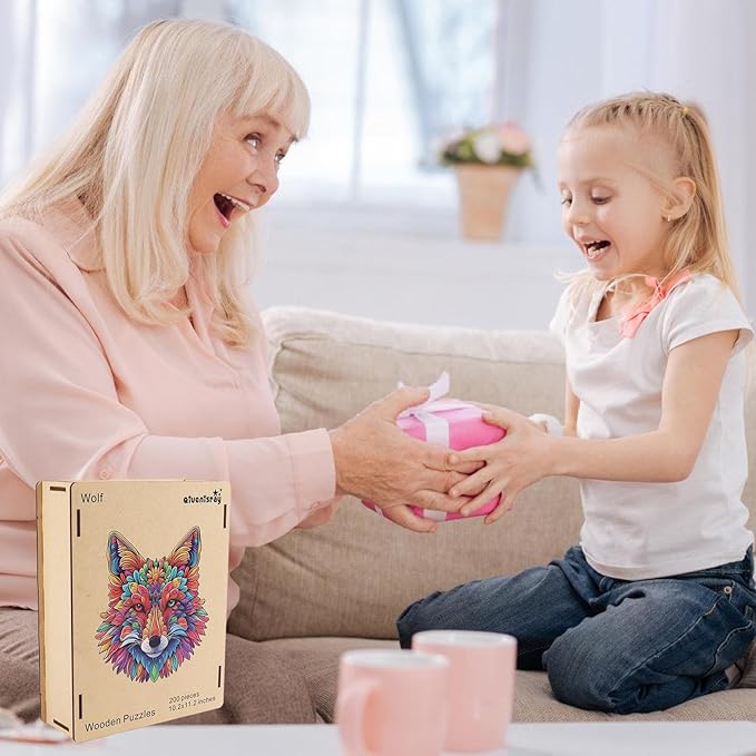 Original Wooden Jigsaw Puzzles 500 Pieces-Wolf,15.4x17in,Royal,Wooden Puzzles for Adults,Unique Shape Animal Adult Puzzles,Irregular Wood Puzzles Best Gift for Adults and Kids Family Game