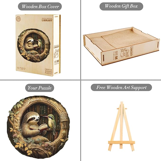 Wooden Puzzles for Adults, Wooden Jigsaw Puzzles for Adults Kids, Zoological Library Unique Shaped Wood Puzzles Adult, Creative Birthday Gifts for Friends Family Game (13.4 * 13.4in 295pcs)