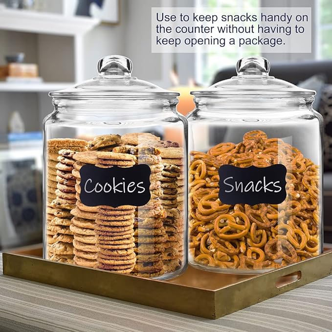 1.5 Gallon Glass Canister, 2 Pack Cookie Jar & Candy Jar with Airtight Lid, Heavy Duty Glass Canisters for Kitchen, Suitable for Flour, Sugar, Rice, Pasta, Beans, Laundry Room Storage