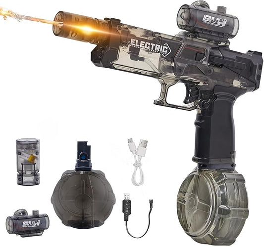 Electric Water Gun for Adults Kids: Most Powerful Squirt Gun, Automatic high Powered Pressure Blaster watergun with Realistic Led Muzzle Flame,28-32 FT Range,Perfect Summer Gift Toys for Age 8-12