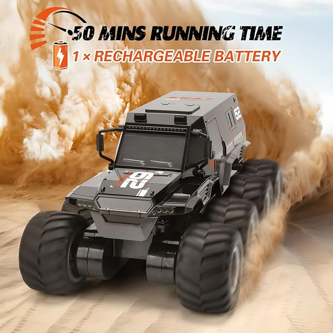 Amphibious RC Trucks,8WD Offroad Waterproof,1: 12 Large Remote Control Monster Truck for Boys Girls,50Mins Playing Time Battery, Birthday Toy for Kids Age 7 8 9 10 11 12