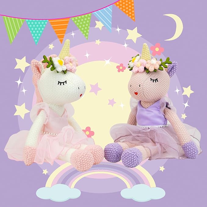 Unicorn Stuffed Animals Plush Ballerina Baby Doll, Unicor n Toys for Girl Age 4-6, Stuffed Animals for Girls 4 Year Old Girls Birthday Gift U nicorn Decorations for Girl Toys 4-5(Pink)