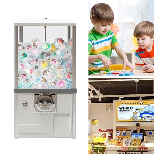 Vending Machine, 20.87Inch Height Candy Gumball Machine with Load Capacity Gumball Bank, Metal Candy Vending Machine for 1.77-1.97Inch Gadget,Portable Candy Dispenser Machine for Retail Shop (White)