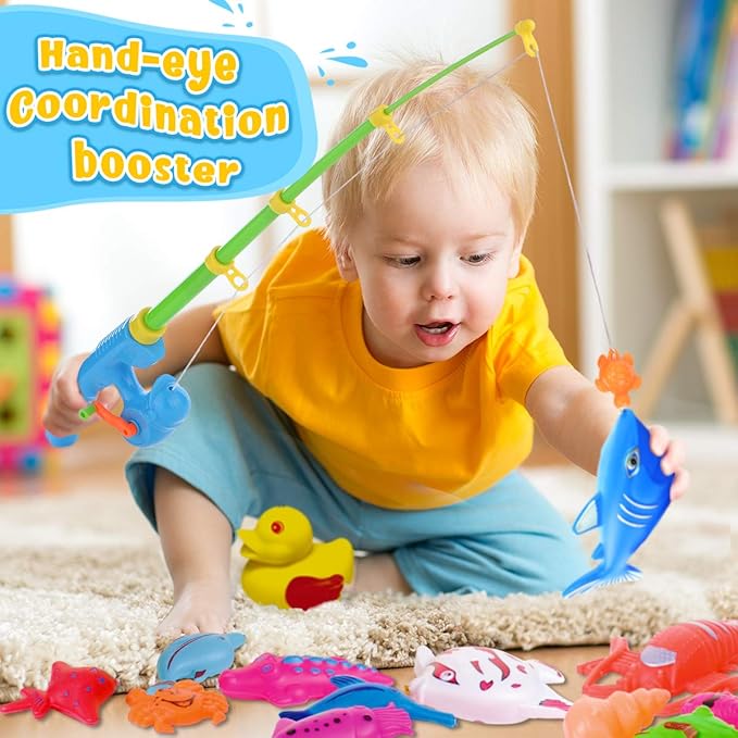 Goody King Magnetic Fishing Game Pool Toys for Kids - Outdoor Indoor Water Table Toys Carnival Party Water Bath Toy for Toddlers 1-3 4 5 6 Years Old 2 Players Gift (Medium)