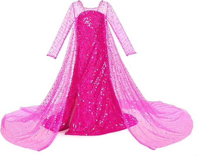 Luxury Princess Dress Costumes with Shining Long Cape Girls Birthday Party