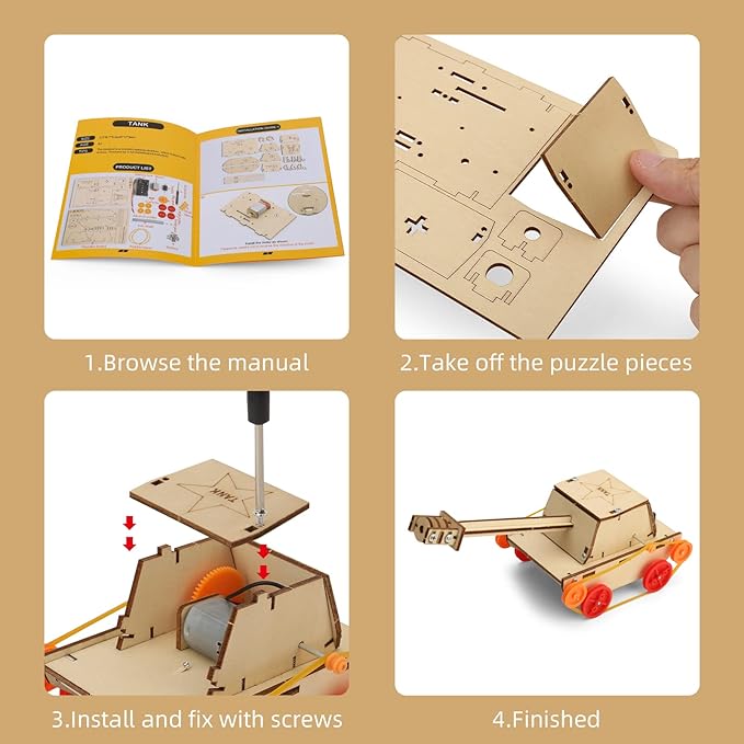 STEM Kits for Kids Age 8-10 10-12, 6 Set Wood Building Projects Crafts Science Model Car Kits for Kids Age 8-12 5-7, Wooden 3D Puzzles, STEM Toys for Boys 7 8 9 10 12 13 Year Old Birthday Gifts