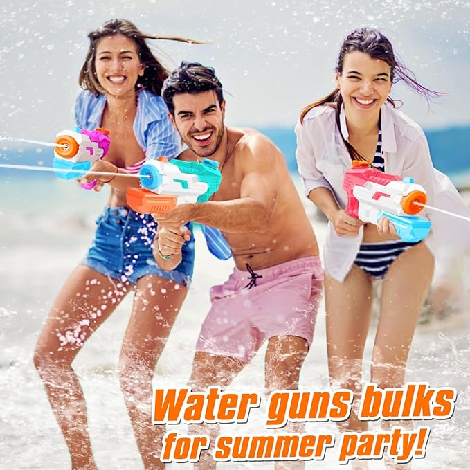 600cc Water Gun for Kids Adults:6 Pack Squirt Blasters Super Water Gun Soaker with Long Range High Capacity for Boys Girls Summer Swimming Pool Beach Outdoor Water Fighting Play Toys Party Favors