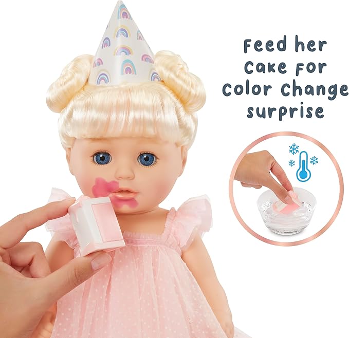 Baby Born Birthday Baby Doll Annabell - Blue Eyes: Realistic Features for Kids Ages 3 & Up, Color Change, Rooted Hair, Eyes Open & Close