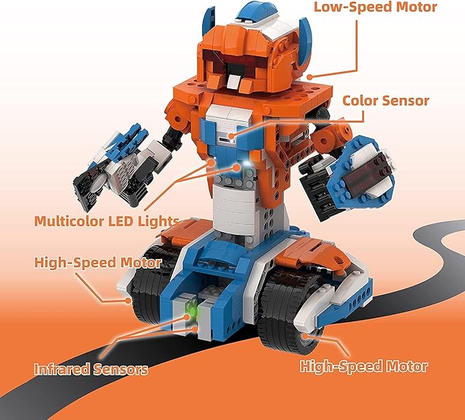 Robot X Robot Building Kit, 12-in-1 Programmable APP Remote Control RC Car, STEM Robotics Coding Set, Educational Birthday Gifts for Boys Girls Kids Ages 8-12 (600 Pieces)