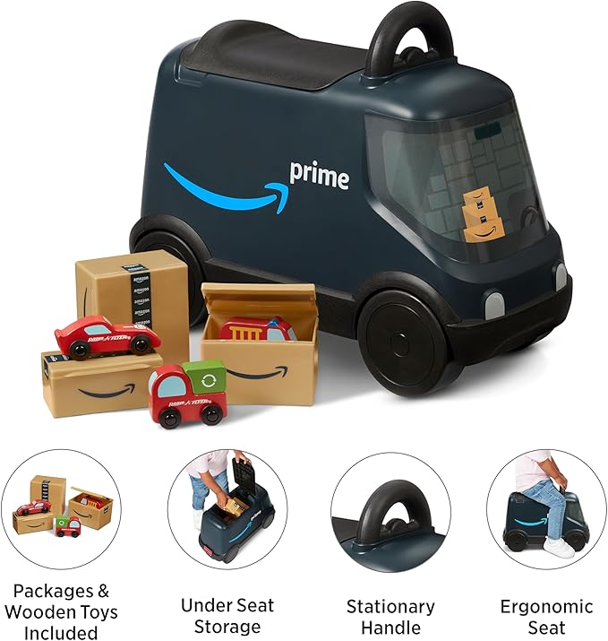 Amazon Delivery Van Ride On Toy for Kids, Blue Toddler Ride on Toy for Ages 2+, Amazon Exclusive