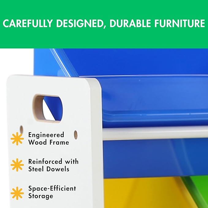 Humble Crew, White/Primary Kids' Toy Storage Organizer with 12 Plastic Bins