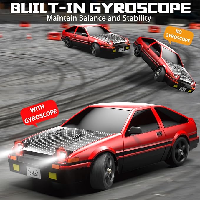 RC Drift Car, 1:12 Full Scale Fast RC Cars with Gyroscope, 2.4GHz 35KM/H High Speed Performance Remote Control Car, RTR 4WD Drift Racing Vehicle with Lights Adults Boys Gift, 2 Rechargeable Batteries