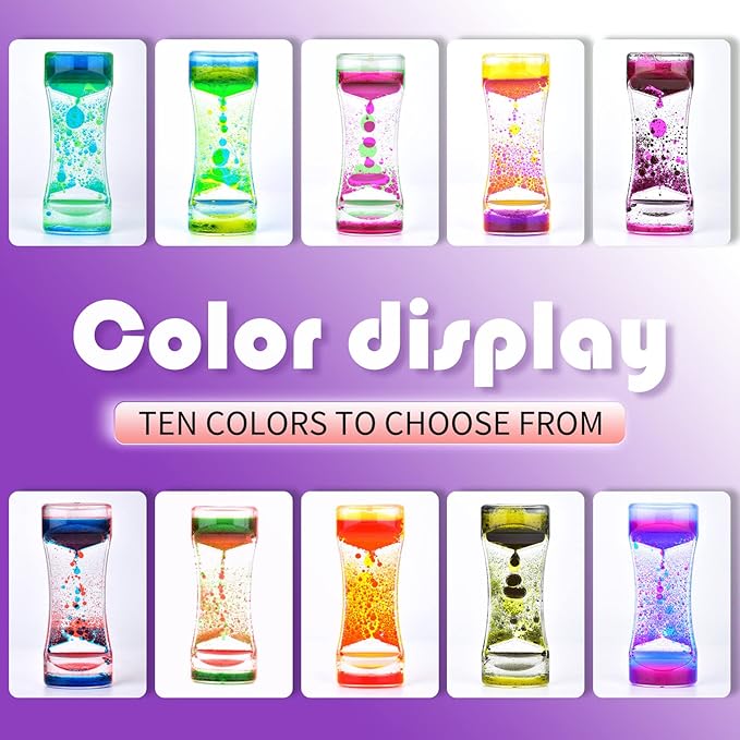10 Pack Liquid Motion Bubbler Timers - Sensory Relaxation Fidget Toy for All Ages - Water Timer Sensory Play Toys for Office Home
