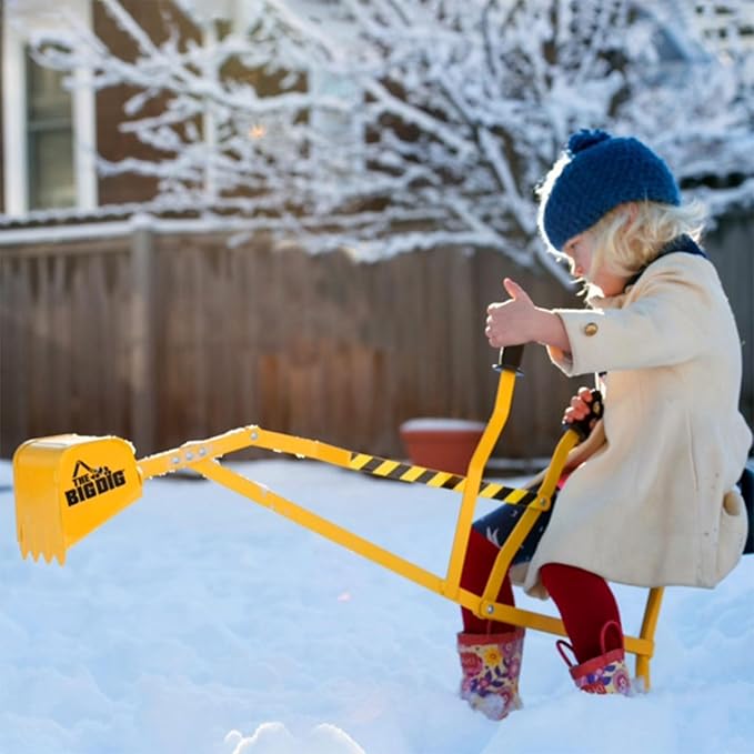 Big Dig Excavator Ride-On Toy Set w/Safety Vest & Helmet for Kids Ages 3+, Yellow