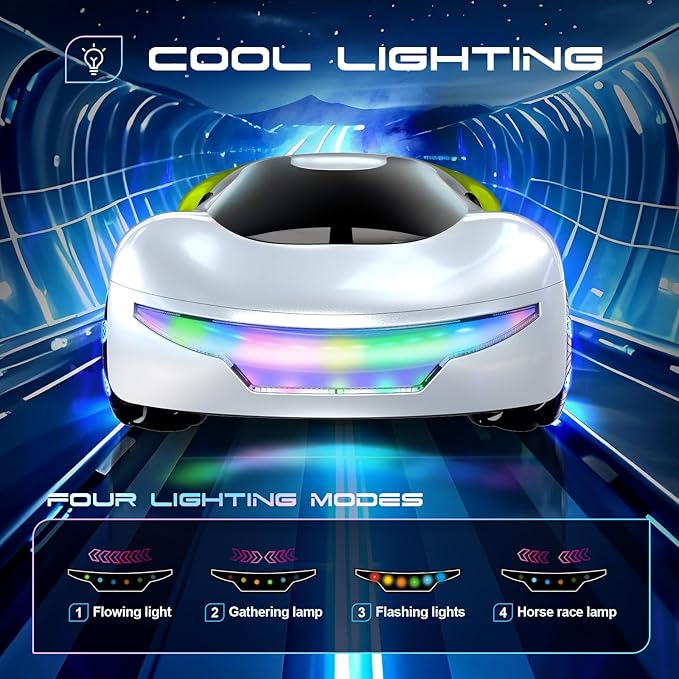 WSHlMIN Futuristic Remote Control Car, Gesture Sensing Rc Stunt Car with Light Spray & Sound, 360° Rotate 2.4GHz RC Cars Toy for Boys 8-12, Birthday Presents for Kids Age 8 9 10 11 12 13 14 (Green)