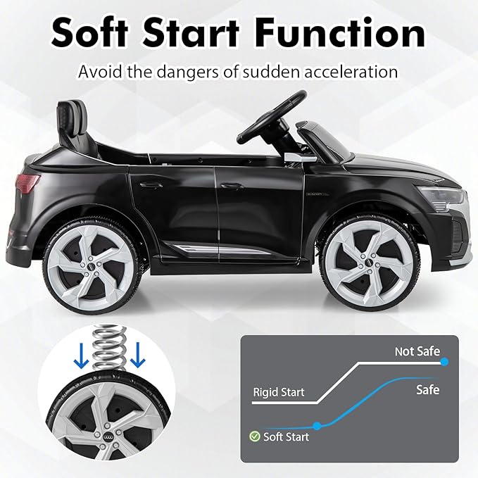 Licensed Audi SQ8 Ride on Car by INFANS, Battery Powered Electric Vehicle for with Remote Control, Adjustable Music, LED Lights, Suspension, Driving Toy Gift for Kids Toddler Age 3+ (Black)