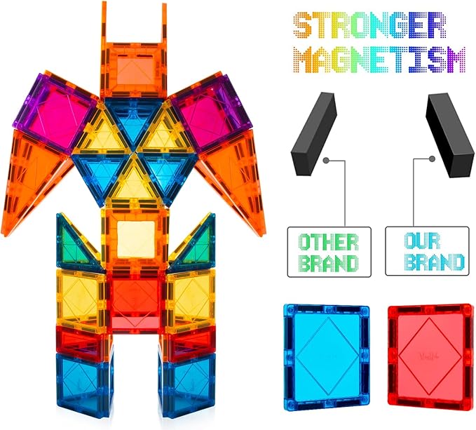 65-Piece Magnetic Building Blocks Set for Kids - Educational Construction Toys