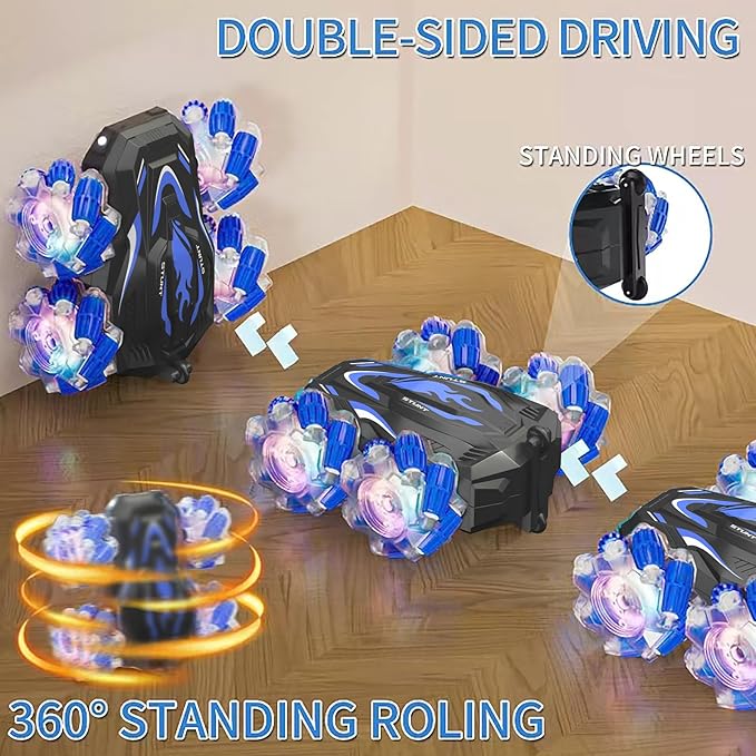 New Gesture Sensing RC Stunt Car with Lights Music, Hand Gesture Remote Control Car 360° Spins Double Side Twisted Glove Controlled RC Car Birthday Gifts Toys for 6 7 8 9 10 11 12 year old boys