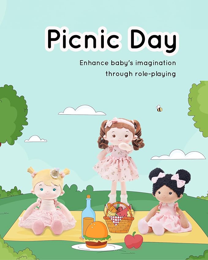 Soft Baby Doll Toys (16''), My First Baby Rag Doll for 1 Year-Old Girl Birthday Gift, Christmas Plush Toys Gift for Toddler Kids Infants-Daydream-Princess-Wish