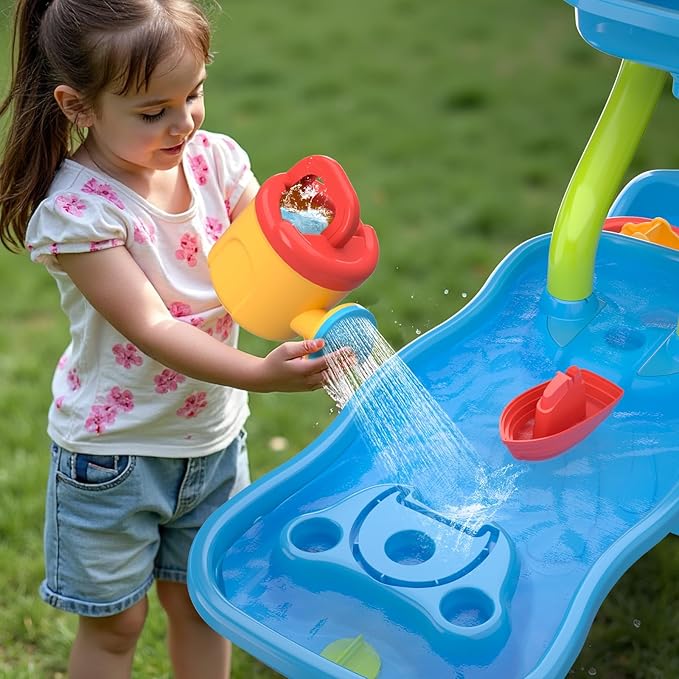 Water Table for Toddler, Rain Shower Splash Pond Toddler Water Table, Kids Water and Sand Activity Sensory Play Table, Summer Outdoor Toys for Toddlers 3-5 4-8 Years Old Boys Girls