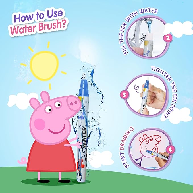 Kids Toys Water Doodle Mat - Peppa Pig Reusable Painting Writing Color Doodle Mat Drawing Board, Toddler Educational Toys for Age 3 and Up Year Old Girls & Boys (100cm x 100cm)