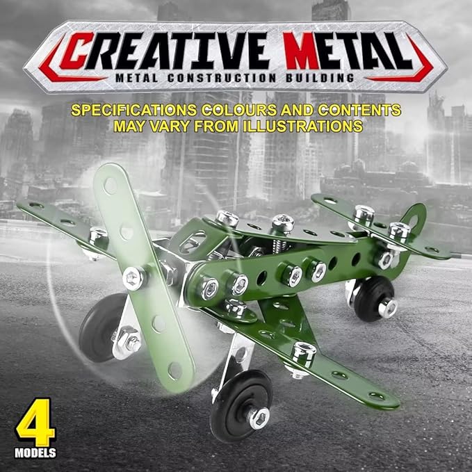Metal Building Military Series Assembly Toys,Small Erector Set for Kids Ages 4-8, Military Toys for Boys Age 8-12,STEM Toy Gifts for Model Military Kit(166pcs No Motor)