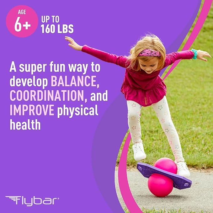 Flybar Pogo Trick Ball for Kids, Bounce Board for Boys and Girls Ages 6+, Up to 160 lbs, Includes Pump, Easy to Carry Handle, Durable Plastic Deck Indoor, Outdoor Toy Pogo Jumper,