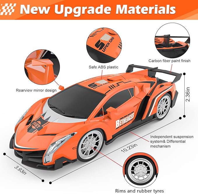 Growsland Remote Control Car RC Cars Xmas Gifts Toys for Kids 1/18 Electric Sport Racing Hobby Rc Crawler Toy Car Boys Girls Adults Included Rechargable Batteries (Orange)