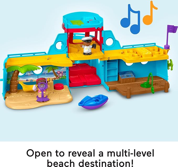 Fisher-Price Little People Toddler Toy Travel Together Friend Ship Musical Playset with 2 Figures for Pretend Play Kids Ages 1+ Years
