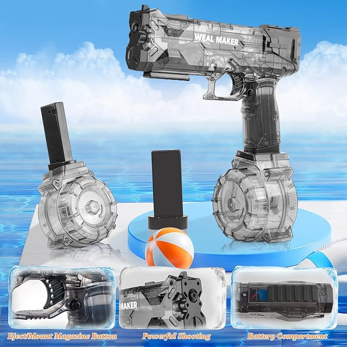 Electric Water Gun, 2PCS Powerful Water Guns for Adults Kids Automatic Water Pistol 26FT Long Range Squirt Gun Large Capacity Watergun Toys for Summer
