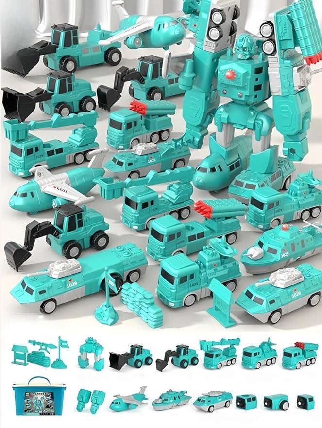 Magnetic Transform Engineering Car Assembled Toys with Storage Box, Magnetic Cars and Trucks for Kids, Magnetic Blocks for Toddlers,Outdoor Activities for Kids Ages 3-5 4-8