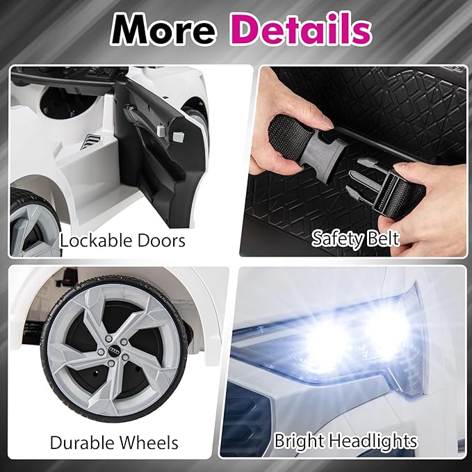 Licensed Audi SQ8 Ride on Car by INFANS, Battery Powered Electric Vehicle for with Remote Control, Adjustable Music, LED Lights, Suspension, Driving Toy Gift for Kids Toddler Age 3+ (White)