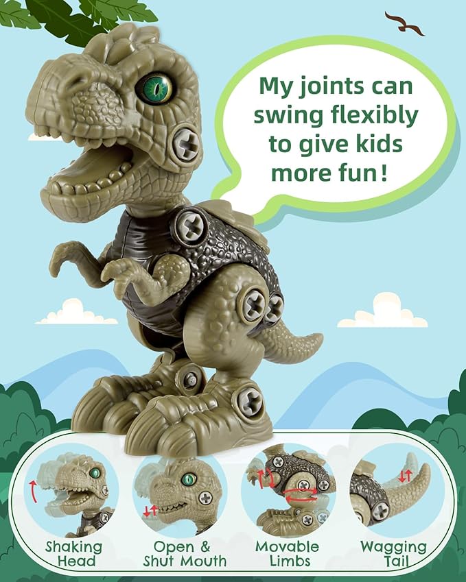 6 Pack Stem Dinosaur Toys, Kids Take Apart Construction Building Toys Learning Educational Dino Kit Play Set, Party Christmas Birthday Gifts for Toddler Boys Girls Age 3-8