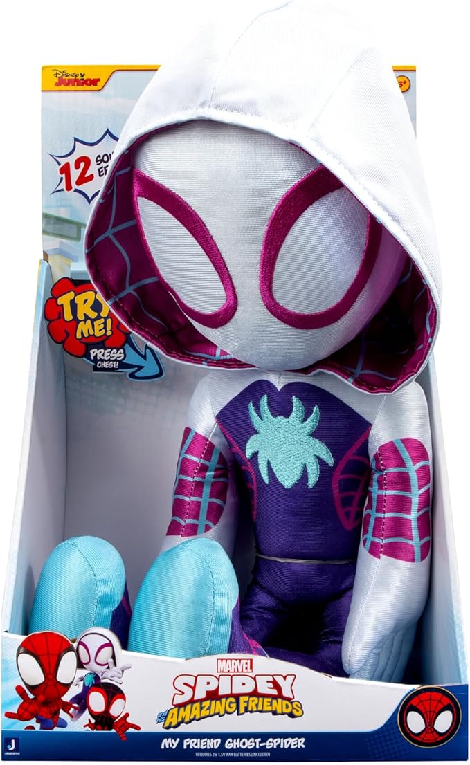 MARVEL Spidey and His Amazing Friends - My Friend Ghost-Spider 16” Plush with Sounds - Superhero Toys for Kids 3 and Up
