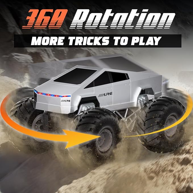 1:16 RC Car - 2.4 GHZ Remote Control Car with LED Light and Loadspace, 4WD All Terrain Waterproof Off-Road Cybertruck Toys, Electric Vehicle Toys for Kids, Gifts for Kids, Boys and Girls
