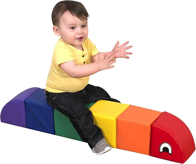 Children's Factory Baby Inchworm Sit Me Up Floor Seat, Primary CF321-902, Indoor Play Equipment, Toddler Ride On Learning Toys for Daycare or Playroom, Small, Rainbow