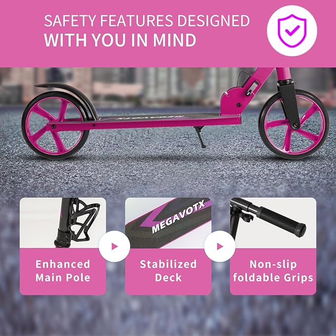 Kids & Adults Kick Scooter – 2 or 3 Wheel Options (LED on 3-Wheel) for Outdoor Fun & Commuting, Foldable and Portable, Adjustable Handle, Anti-Slip Deck (Ages 3 to Adult),Birthday Gift
