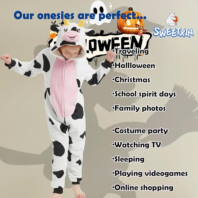 SWEETXIN Unise Kids Jumpsuit Cosplay Onesie One Piece Suit for Girls Boys Halloween Character Costume Dress Up Party
