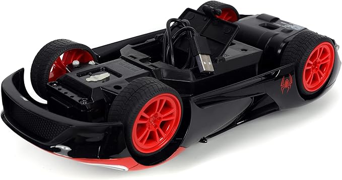 Jada Toys Marvel Spider-Man 1:16 Miles Morales 2017 Ford GT RC Remote Control Car 2.4GHz, Toys for Kids and Adults, Black
