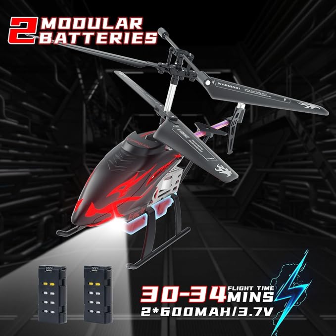 Remote Control Helicopter for Kids with 30-Minute Flight Time, LED Light Effects, Altitude Hold, One-Key Takeoff/Landing, for Boys and Girls Ages 6+, Perfect Christmas and Birthday Gifts