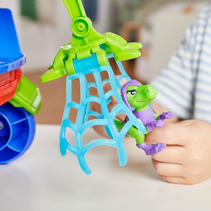 Spidey and his Amazing Friends Marvel Dino-Webs Crawler Toy Car Playset, Spider-Man & Goblin Raptor 4-Inch Action Figures, Kids Ages 3 & Up