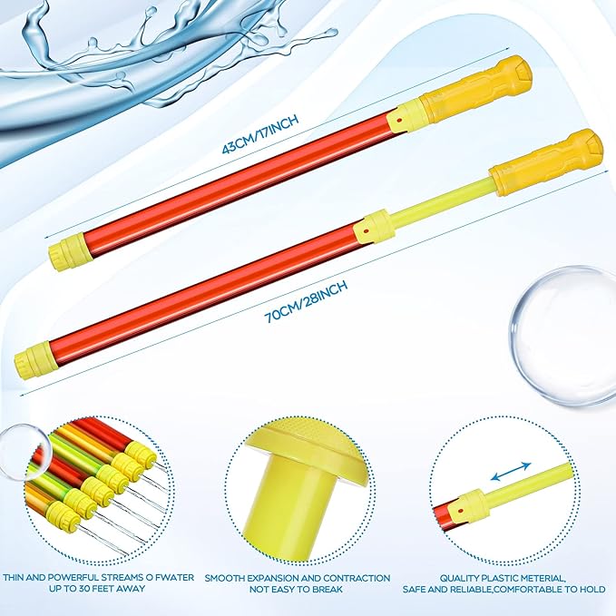 Jexine 72 Pcs Summer Crayon Water Gun 17 Inch Water Guns Bulk Pool Toys Colorful Plastic Water Shooters for Outdoor Swimming Pool Backyard Beach Sand Party Fighting Play Game (Yellow, Red, Green)