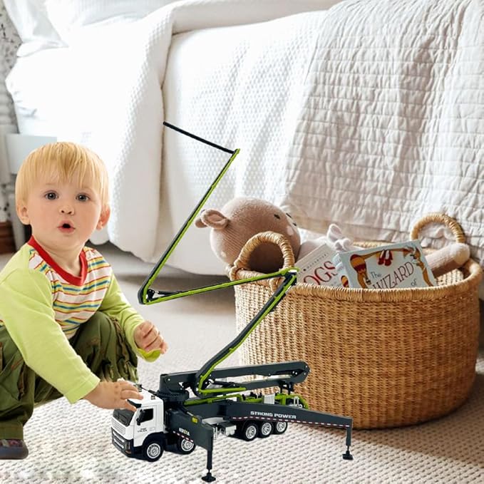 Concrete Pump Truck Construction Vehicles Toys,1:50 Scale Diecast Site Concrete Pump Truck, Toy Trucks for Kids (Green)