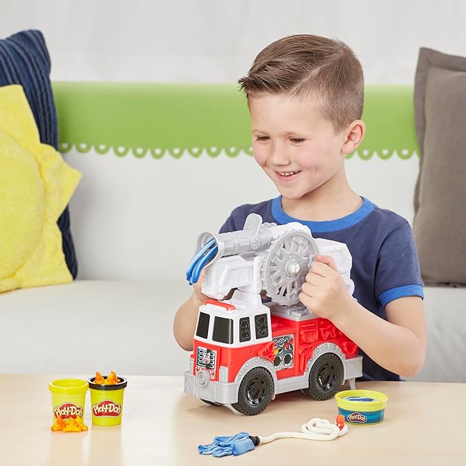 Play-Doh Wheels Fire Truck Toy Vehicle Set, 5 Cans, Preschool Toys for 3 Year Old Boys & Girls & Up, Imagination Toys (Amazon Exclusive)