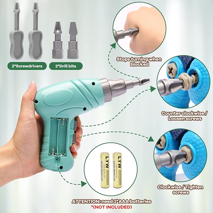 Kids Toys Stem Dinosaur Toy - Take Apart Dinosaur Toys for Kids 3-5 5-7 | Construction Building Boy Toys with Electric Drill | Party Christmas Birthday Gifts Kids Boys Girls 3 4 5 6 7 8 Year Old