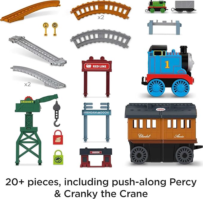 Thomas & Friends Toy Train Set 2-in-1 Transforming Thomas Playset with Track, Diecast Percy & Crane for Preschool Pretend Play Kids Ages 3+ Years