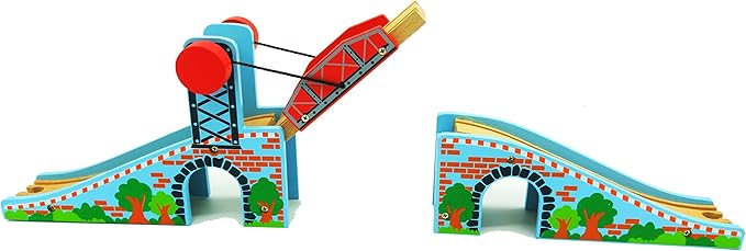 Wooden Train Accessories Train Bridge & Battery Operated Locomotive Train, Compatible with All Major Brand of Railway Tracks.