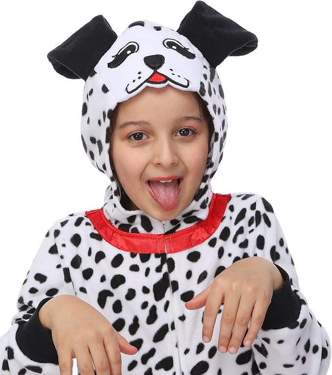 Sincere Party Dalmatians Onesie Costume for Kids,Made of Fleece Spotted Dog Onesie Dress Up S(4-6)