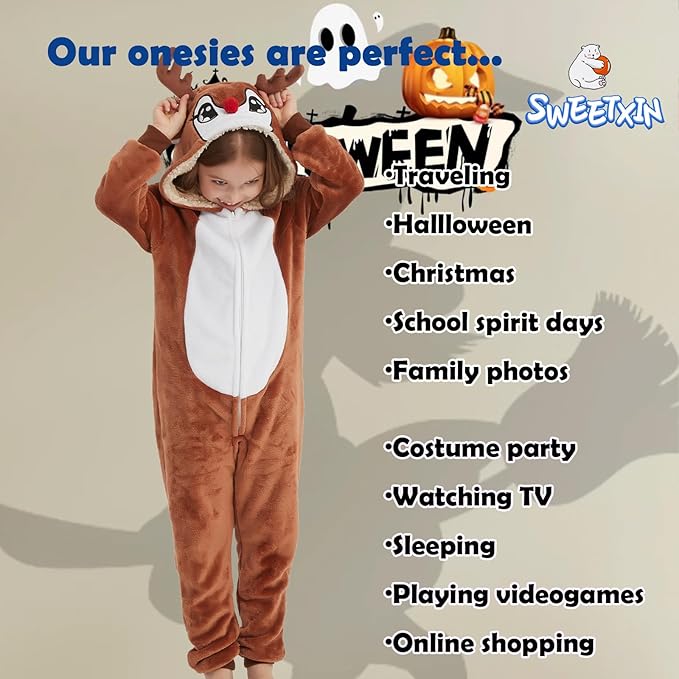 SWEETXIN Unise Kids Jumpsuit Cosplay Onesie One Piece Suit for Girls Boys Halloween Character Costume Dress Up Party